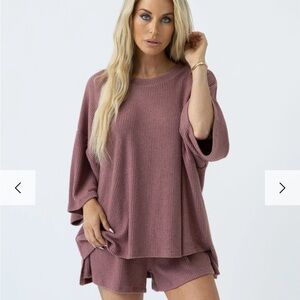 The Foxy Kind Yacht Club Set Women's Ribbed Mauve